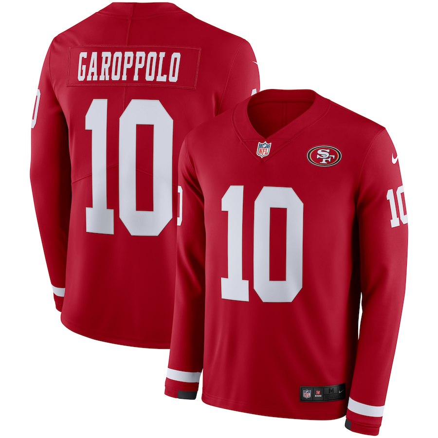 Men San Francisco 49ers #10 Garoppolo red Limited NFL Nike Therma Long Sleeve Jersey->oakland raiders->NFL Jersey